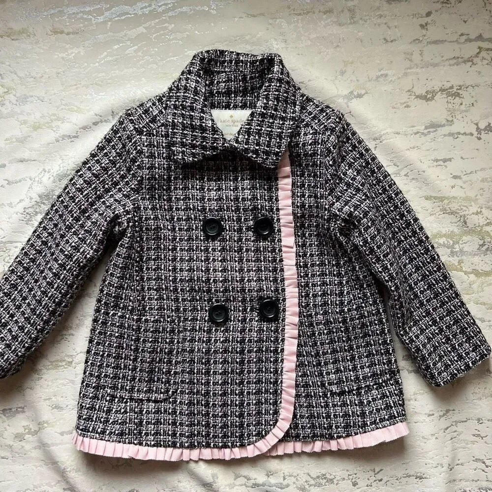 Kate Spade New York Baby Girls' Tweed Coat black